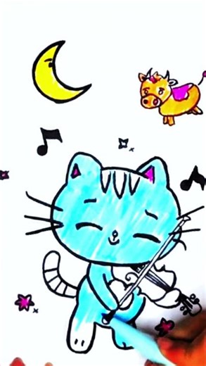 I Drew Hey Diddle Diddle… Then EVERYTHING Started Moving 😲🎻🐄#drawing #trending