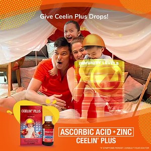 Even at home, exposed si baby sa iba’t ibang sakit at viruses. To start his protection early, give him Ascorbic Acid Zinc (Ceelin Plus) Drops to help boost his immunity hanggang paglaki with proper nutrition and a healthy lifestyle. | Ceelin