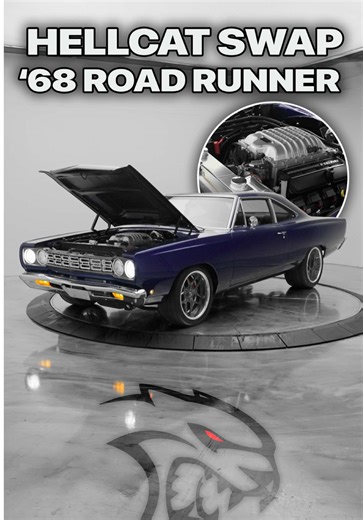 Absolutely MAD🔥 This 1968 Roadrunner just arrived and comes powered by none other than a 797 Horsepower HELLCAT Redeye motor 👀 A true no expense spared build — now ready to be parked in YOUR driveway! Head online for the full listing — now LIVE!💻 #plymouth #restomod #Hellcat #mopar #moparnocar
