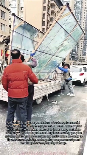 Dangerous Glass Unloading Accident Gone Wrong #worker #process #glass #safety #accident