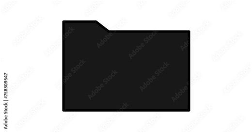 Folder icon simple animation. Storage concept. Black folder icon on white background