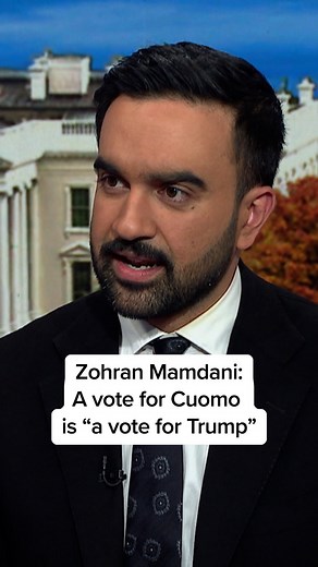 59K views · 51K reactions | NYC candidate Zohran Mamdani declares a vote for longtime Democrat Andrew Cuomo is a vote for Donald Trump. Mamdani spoke out in a new interview with MSNBC’s Ari Melber, before Tuesday’s election. #politics #newyork #zohranmamdani #trump | MS NOW | Facebook