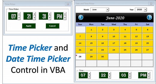 Time Picker and Date Time Picker Control in VBA - PK: An Excel Expert