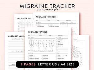 Migraine Tracker Printable, Headache Template, Migraine Track Headache Symptom Tracker, Migraine Journal, Headache Log, Headache Tracker - Etsy