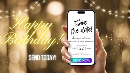 Digital Save the Date Birthday Template, Electronic Save the Date, Birthday Invitation, Unique Editable Bday Invitation,50th Birthday Invite - Etsy