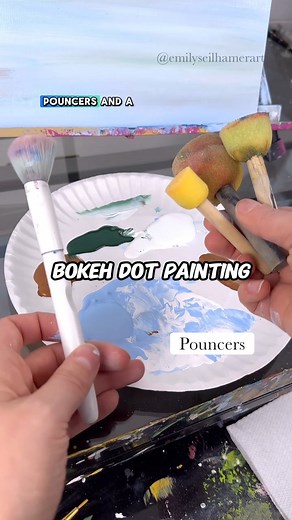 [clip] How to paint a blurry bokeh background 🎨❄ #paintingideas #Snow #beginner #diyideas | Emily Seilhamer Art