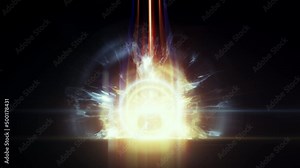 a transportation portal, epic portal opening and closing with particles, 4K portal energy gate open, powerful gateway, detailed reveal animation and formation colorful smoke and particles energy ball Stock Video