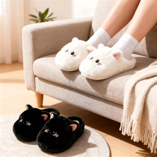 Cat Slippers for Women, Fuzzy Warm Plush Animal House Shoes, Non Slip Thick Sole - Etsy