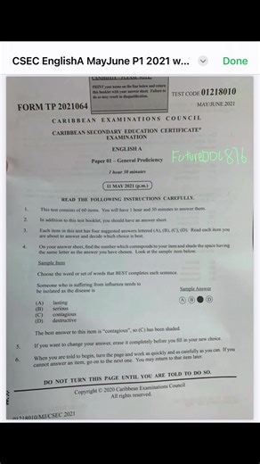 #CSEC English A Paper 01 May/June 2021 Solutions by us.like,share,follow !!!