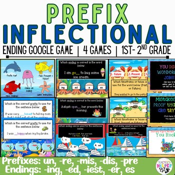 Prefix and Inflectional Endings Google™ Game | -ing, -ed, -re, -un| 1-2nd Grade