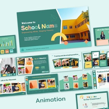 School PowerPoint Template, Google Slides Education Theme, Teacher Presentation,