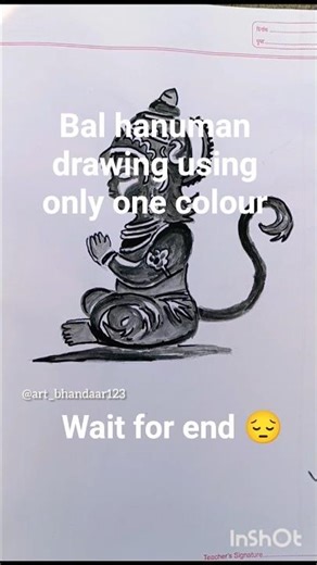 bal hanuman drawing ✨ using only one colour #shorts#shortfeed