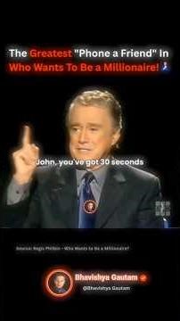 The Greatest "Phone a Friend" In Who Wants To Be a Millionaire!💵🤑🔥#rich #money #usa #podcast #shorts