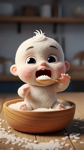 🍚👶Tiny Baby Playing Inside Rice Bowl | Cute Animation Short #shorts #viralvideo #rice #riceanimation
