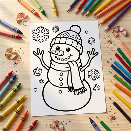 Kids Winter Snowman Coloring Pages, Printable Activity (instant Download PDF) - Etsy