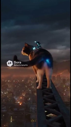 The cat: vs godzilla#cat#ai#sora