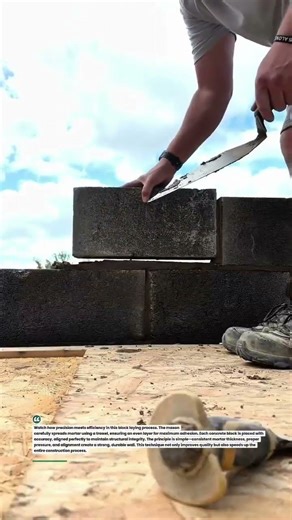 Perfect Block Laying Technique With Trowel Skills #construction #masonry #tools