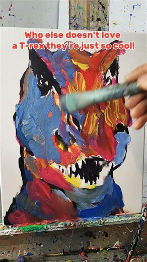 Watch this T-Rex come to LIFE! 🦖🎨 #painting #shorts