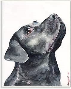 Stupell Industries Black Labrador Dog Pet Animal Watercolor Painting Wall Plaque, 12 x 18, Multi-Color