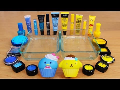 Blue vs Yellow - Mixing Makeup Eyeshadow Into Slime! Special Series 120 Satisfying Slime Video