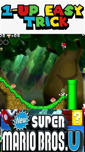 1-Up Trick! N 2🍄🔥 New Super Mario Bros U - #shorts #games #supermario