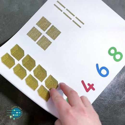 Montessori Math 4-Digit Golden Bead Multiplication with Large Cards