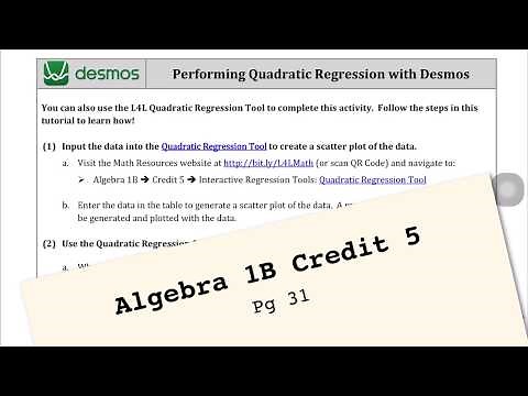 Lesson 23.1 Performing Quadratic Regression with Desmos
