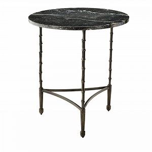 Black Marquinia Marble And Brass Side Table