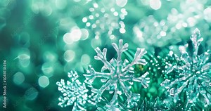 Snowflake sparkle in dreamy bokeh background ideal for slow motion effects and festive winter themes