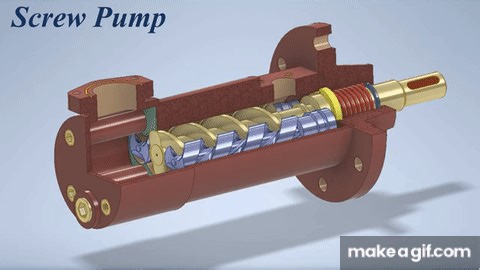 Design of Screw Pump - Mechanism of Screw Pump - Screw Pump Animation - Screw Pump by Inventor on Make a GIF