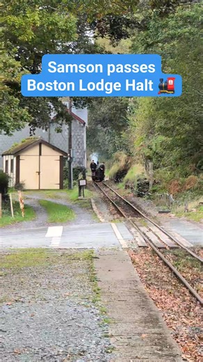 🚂 SAMSON PASSES BOSTON LODGE HALT 🚂 Samson passes Boston Lodge Halt on the Ffestiniog Railway. The little locomotive was on its way from Rhiw Goch to Porthmadog with three wooden slate wagons during the railway's Bygones Weekend. Samson is a replica of an 1874 narrow gauge engine of the same name that worked on the tramway to Cornish Hush Mine in County Durham. The original Samson was built for the London Lead Company by Stephen Lewin, of Poole, Dorset, and was used for a quarter of a century 