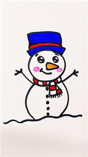 Cute & Easy Snowman Drawing Ideas Kids ⛄❄️#shorts #viralshort #drawing #trending #art #youtubeshorts