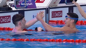 2024 Worlds: Hunter Armstrong wins 100m backstroke by 0.02