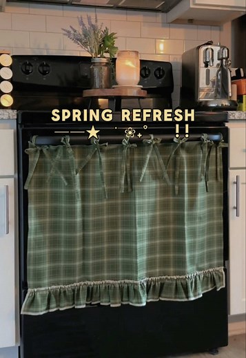DIY Green Meadow Oven Skirt for Cozy Spring Kitchen
