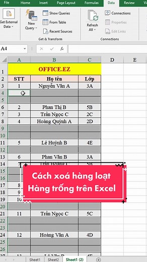 Cách xoá hàng loạt hàng trống trên Excel