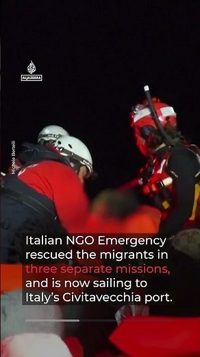 Video shows dozens of migrants being rescued in the Mediterranean Sea | AJ #shorts