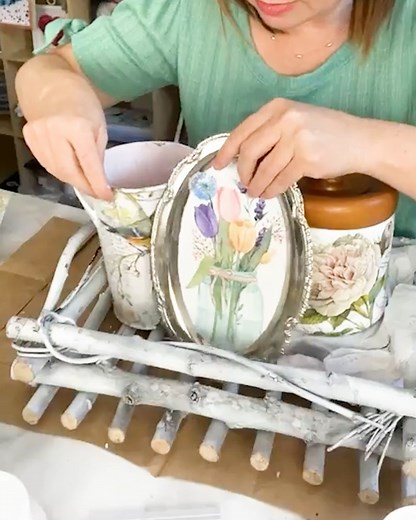 296K views · 1.9K reactions | Turn a thrift store find into a beautiful work of art with this easy decoupage method! #crafts #upcycling #thriftflip #decoupage | Sustain My Craft Habit | Facebook
