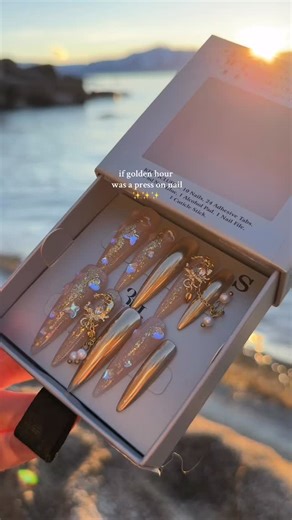 These nails don’t just catch the light… they own it🌅 Luxury, handmade 3-D press-ons with sculpted depth, glossy dimension, and a finish that looks straight out of a high-end salon💕Up close, flawless. From afar, unreal💫 #nails #luxurynails #pressonnails #3dnails #manicure #nailinspo #nailgoals #beauty #selfcare #aesthetic #trending #fyp #viral | 3hnails