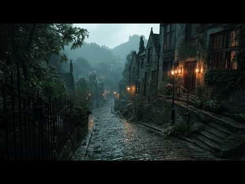 Rainy Gothic Hillside Village at Dusk | Dark Academia Piano for Reading, Writing & Focus