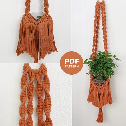 Plant Hanger Macrame Pattern PDF Photos and Detailed Instructions, Macrame Planter DIY, Macrame Plant Pot, Plant Hanger Fringe, Plant Holder - Etsy UK