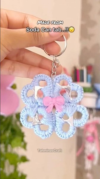 Cute keychain from soda can|🌸#diy recycling soda can✨ #craft #keychain #reels #viralvideos
