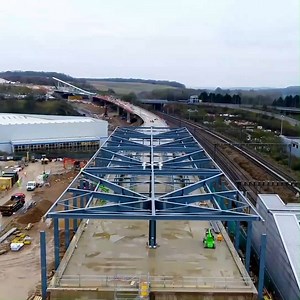 A birds-eye view in this authorised drone footage of the DART route, featuring the new Gateway Bridge 🚆 #TransformingLLA Video: Volker Fitzpatrick Kier and LLAL | London Luton Airport