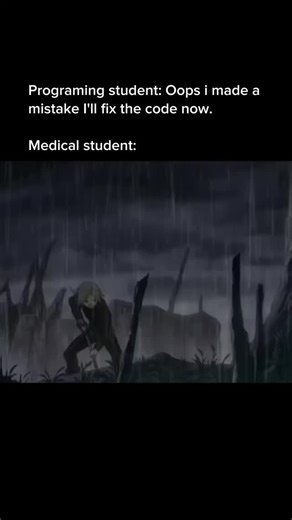 Vic.MemeHub on Instagram: "Cooked 🥀😂 This classic joke highlights the high stakes of the medical profession compared to the iterative nature of software development. While a programming student can simply "undo," debug, or recompile their work after an error, a medical student operates in a high-consequence environment where a mistake can have irreversible physical effects on a human life. The humor lies in the jarring contrast between the casual "oops" of a coder and the gravity of a clinical