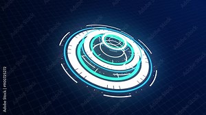 HUD Fantastic technological intro, Circle digital HUD in sci fi background, Futuristic screen with animated digital graphs, computer data Great video to use in any Technology, intro for presentation.