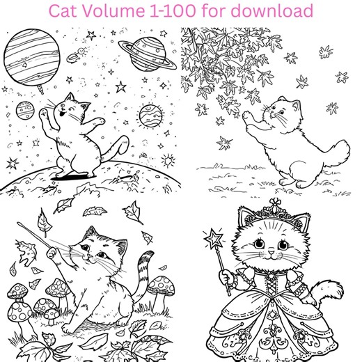 100 Cat Coloring Pages Bundle | Complete Printable Cat Coloring Book Kids Adults Instant PDF Download - Etsy