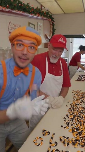 Making Delicious Holiday Candy Canes with Blippi #Shorts