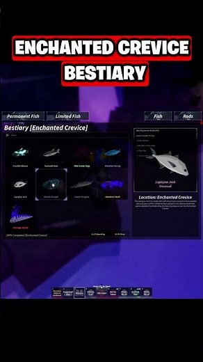 Enchanted Crevice Bestiary In FISCH #fisch #roblox