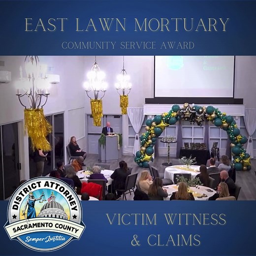 6 comments | Congratulations to our Victim Witness Assistance Program and Claims Unit for being recognized as an outstanding community partner by East Lawn Mortuary on February 8, 2024! #SacDA #SaDAVictimSupport #SacDAVictimAdvocacy #VictimAdvocacy #VictimSupport Crime Victims United Victims of Crime Resource Center East Lawn Cemeteries, Funeral Homes and Cremation California Victim Compensation Board Voices for Victims | Sacramento County District Attorney's Office | Facebook