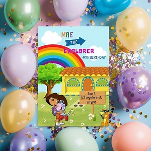 Dora Birthday Invitation Digital | Printable Dora Party Invite | Kids Birthday Card | Personalized Editable Template - Etsy Canada