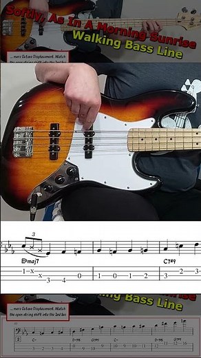 "Softly, As In A Morning Sunrise" (part 1)🎤 Walking Bass Line 🎻#jazzbass #walkingbass #bebop